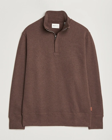 GANT Light Sacker Rib Half Zip Dark Brown Melange – Braun