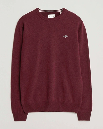 GANT Superfine Lambswool Crew Neck Bordeaux Melange – Rot