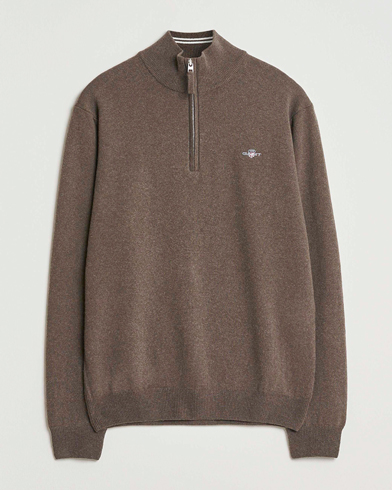 GANT Superfine Lambswool Half Zip Seawood Melange – Braun