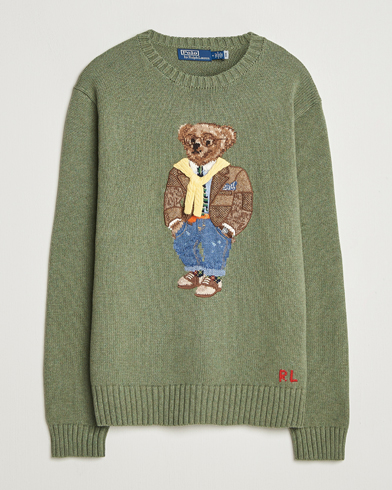 Polo Ralph Lauren Cotton/Cashmere Bear Sweater Lovette Heather – Grün