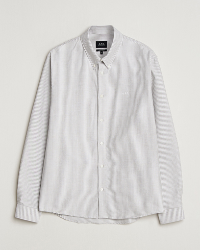 A.P.C. Greg Striped Oxford Shirt Green/White – Grün