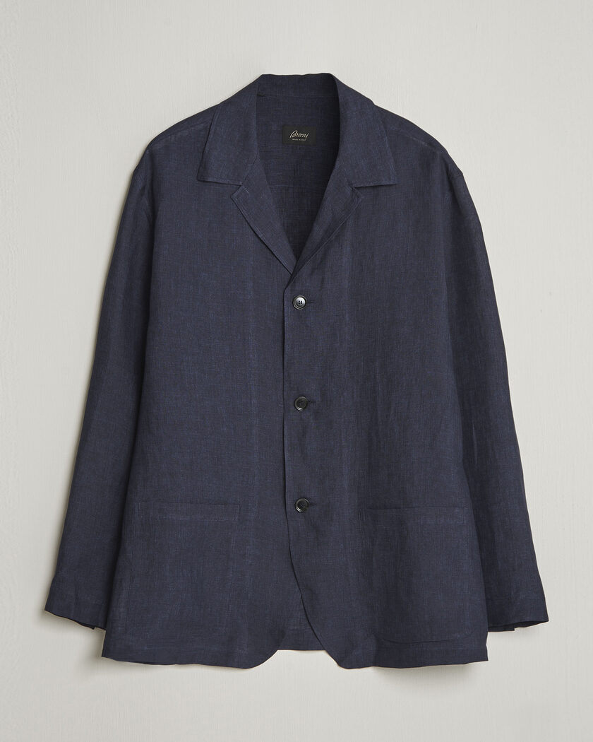 Brioni Linen Shirt Blazer Navy – Blau