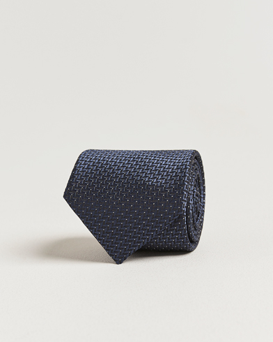 Brioni Jacquard Herringbone Silk Tie Navy – Blau