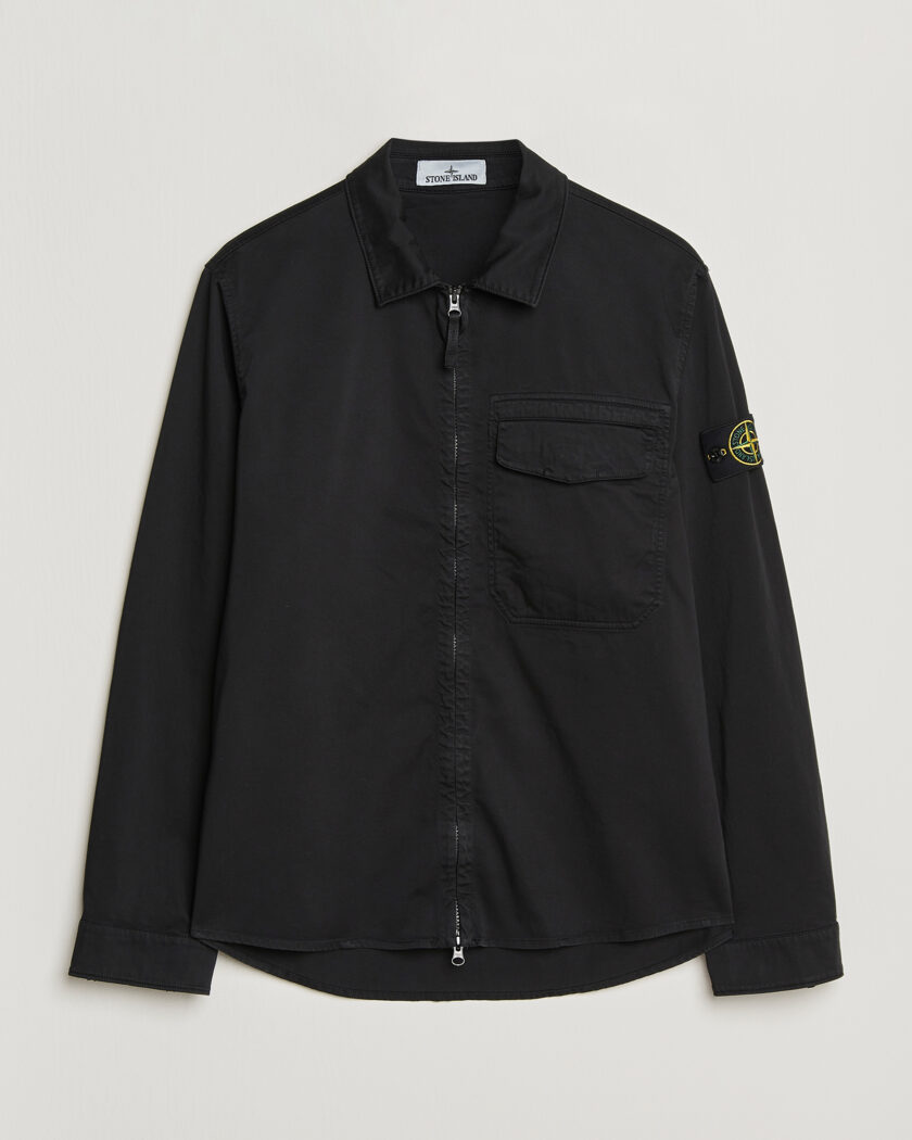 Stone Island Cotton Stretch Zip Overshirt Black – Schwarz