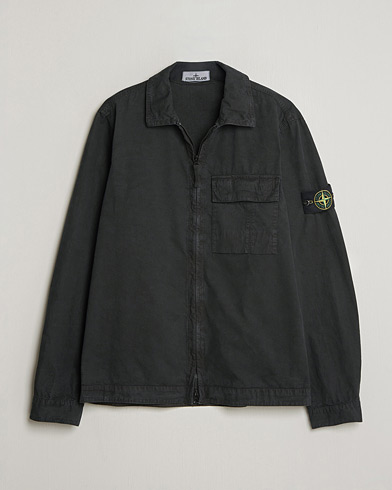 Stone Island Brushed Cotton Canvas Zip Overshirt Black – Schwarz