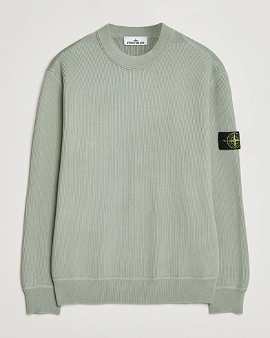 Stone Island Ribbed Soft Organic Cotton Crewneck Sage – Grün