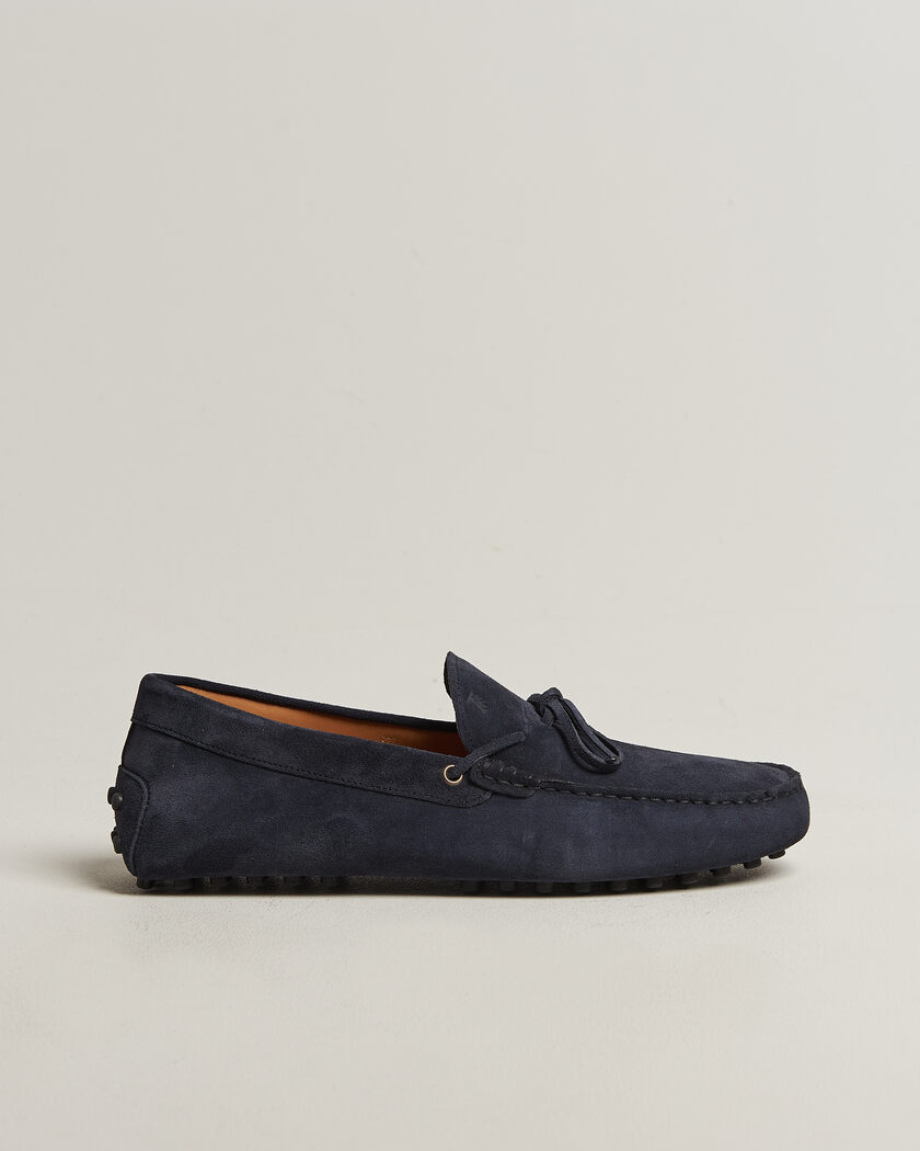 Tod's Lacetto Gommino Carshoe Navy Suede – Blau