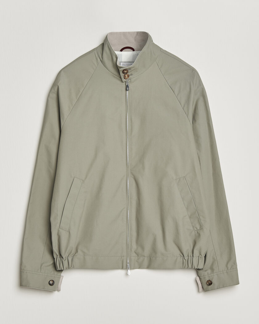 Brunello Cucinelli Raglan Harrington Jacket Olive – Grün
