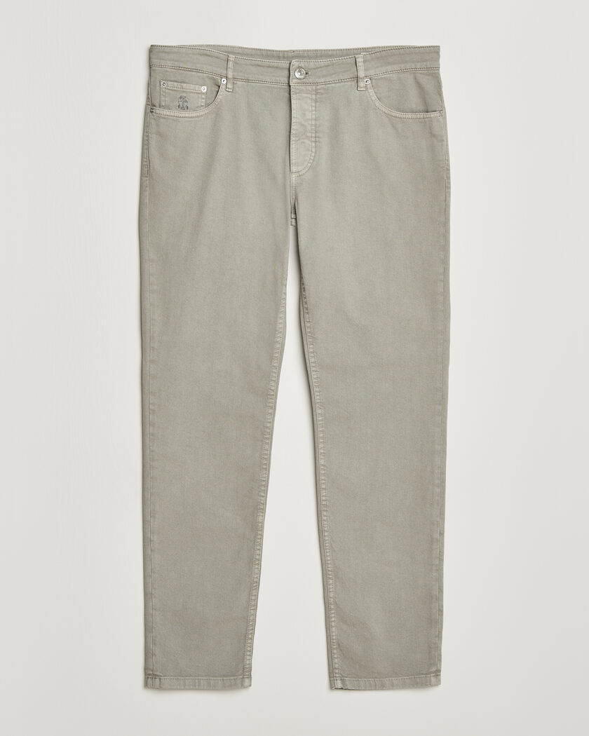 Brunello Cucinelli Traditional Fit Bull Denim Pants Olive – Grün