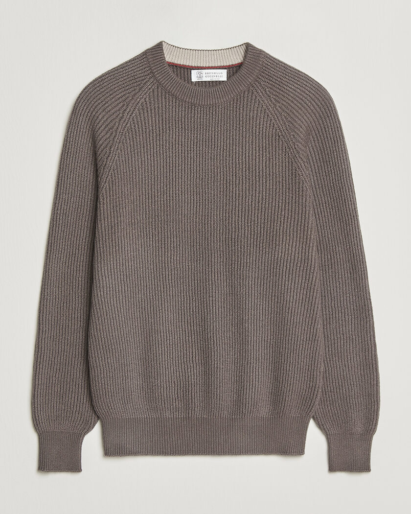 Brunello Cucinelli Heavy Cotton Rib Sweater Light Brown – Braun