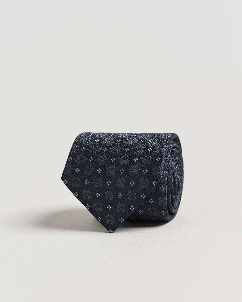 Brunello Cucinelli Jacquard Silk Tie Navy – Blau