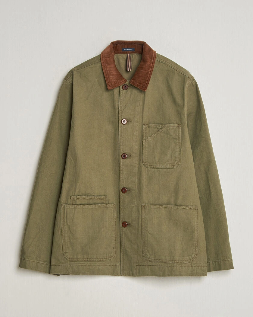 Drake's Twill Fatigue Jacket Khaki – Grün