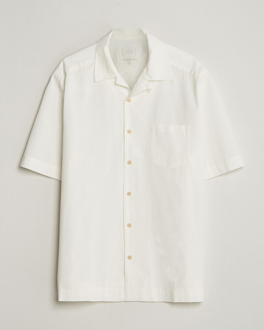 A.P.C. Jude Cotton/Linen Short Sleeve Shirt White – Weiß