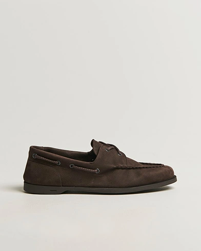 John Lobb Foil Boat Shoes Dark Brown Nubuck – Braun
