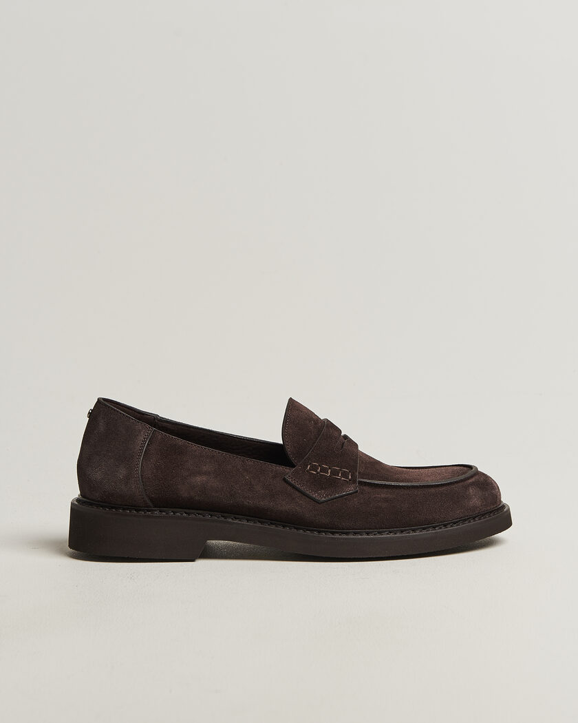 Canali Penny Loafers Dark Brown Suede – Braun