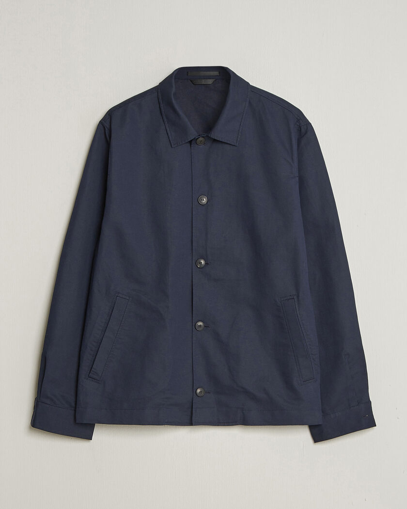 Sunspel Cotton/Linen Jacket Navy – Blau