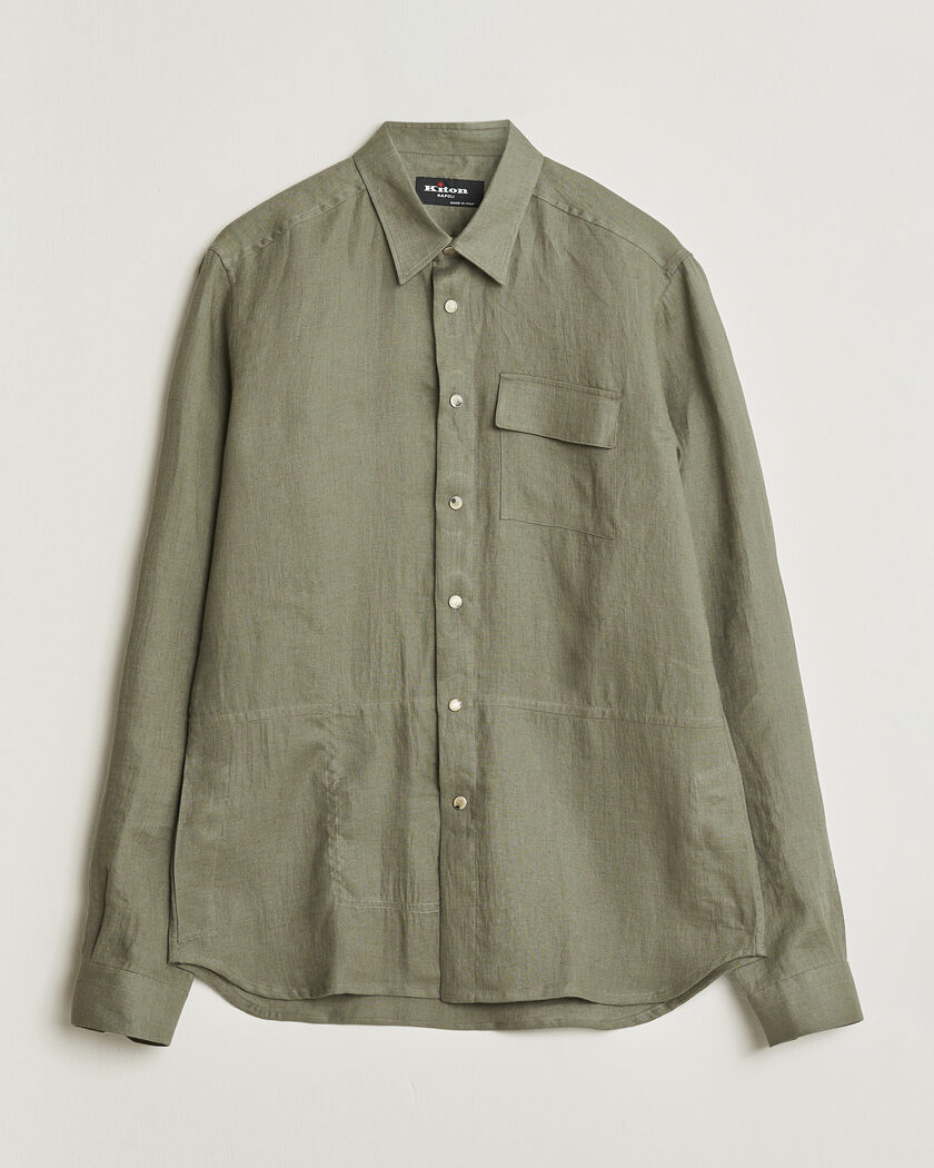 Kiton Linen Overshirt Khaki – Grün