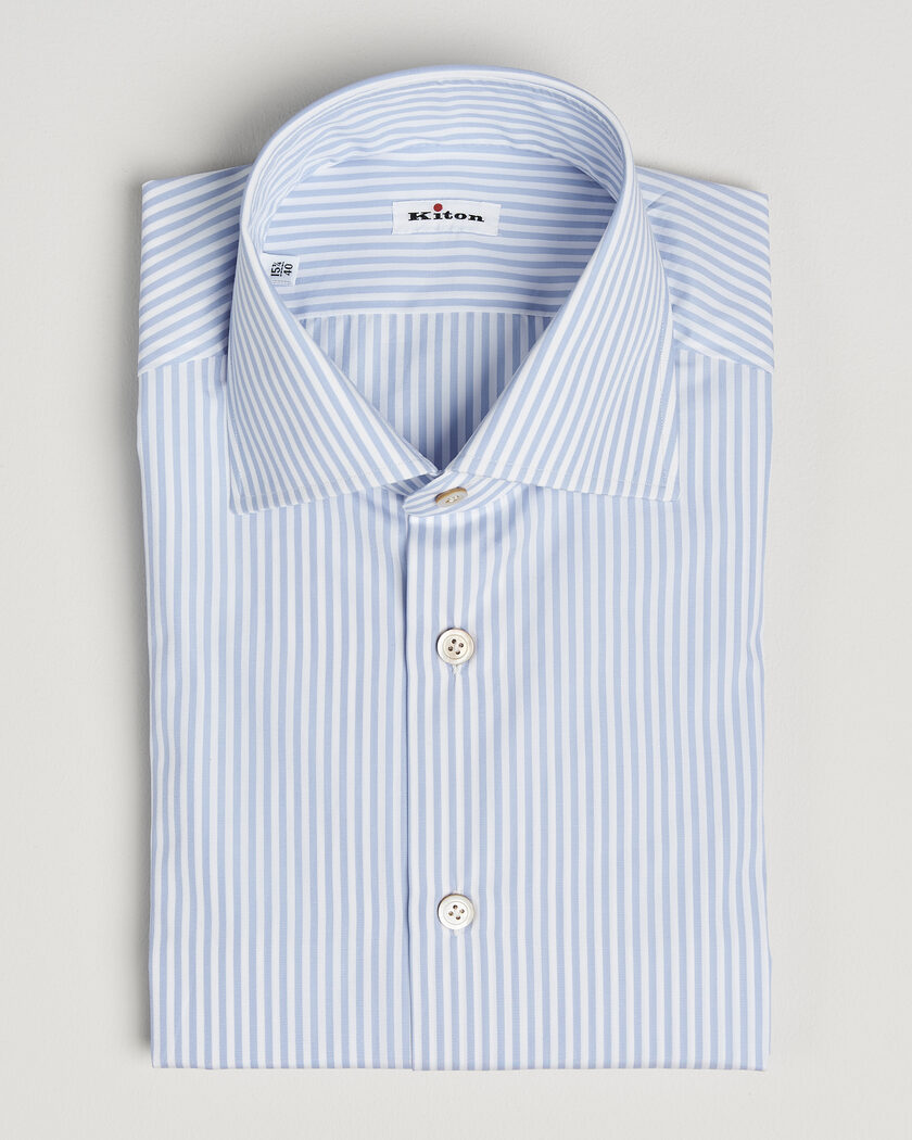 Kiton Slim Fit Dress Shirt Light Blue Stripe – Blau