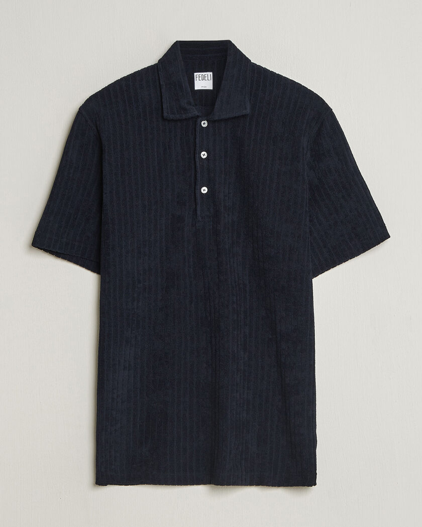 Fedeli Rib Terry Polo Navy – Blau