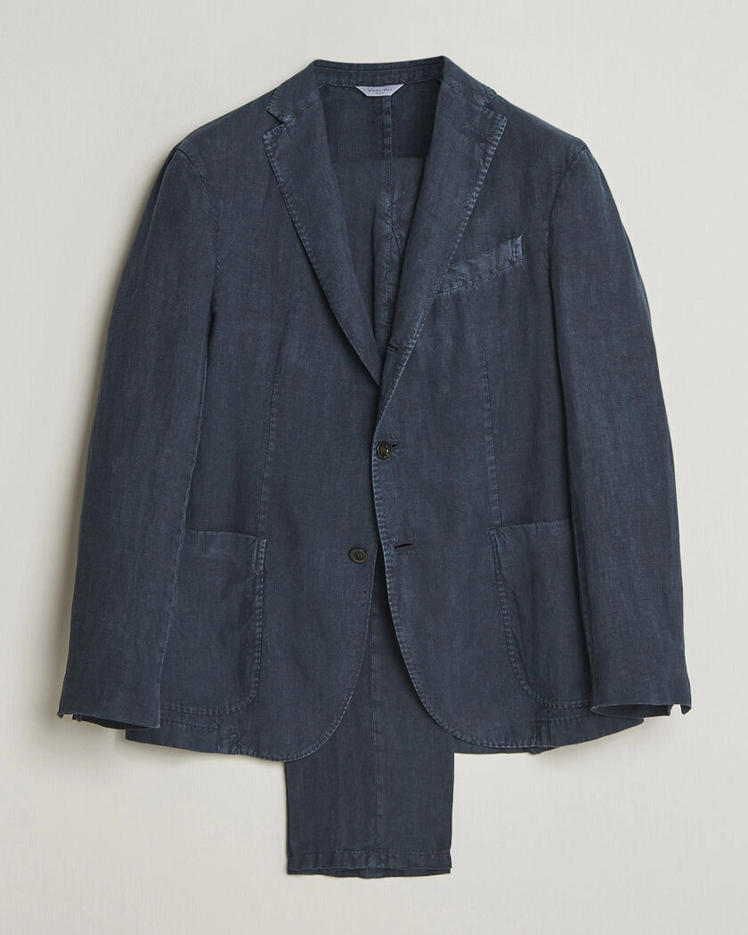 Boglioli K Jacket Linen Suit Navy – Blau