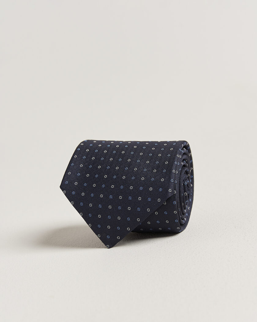 Canali Jacquard Silk Tie Navy – Blau