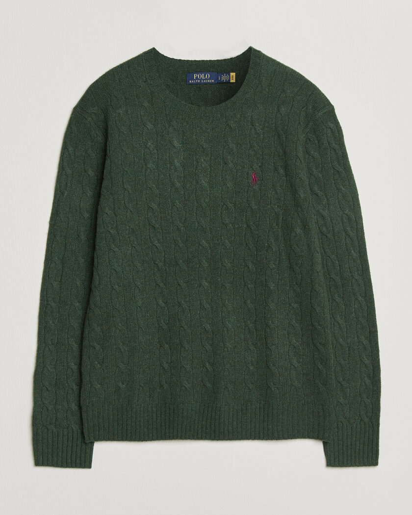 Polo Ralph Lauren Wool/Cashmere Cable Crew Neck Lodgepole Pine Heather – Grün