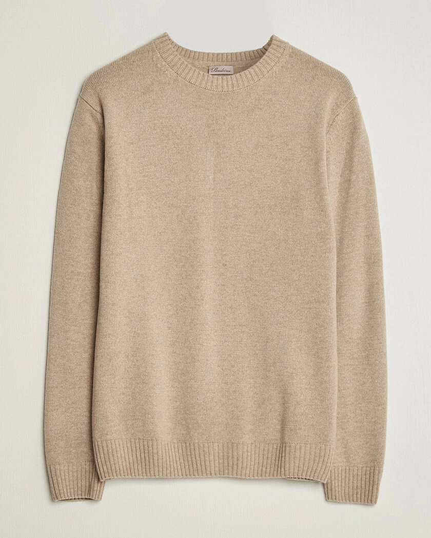 Stenströms Brushed Merino Crew Neck Beige – Beige