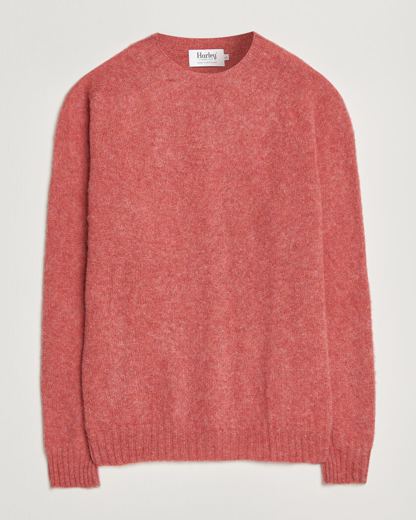 Harley Of Scotland Brushed Supersoft Lambswool Crewneck Tea Rose – Rosa