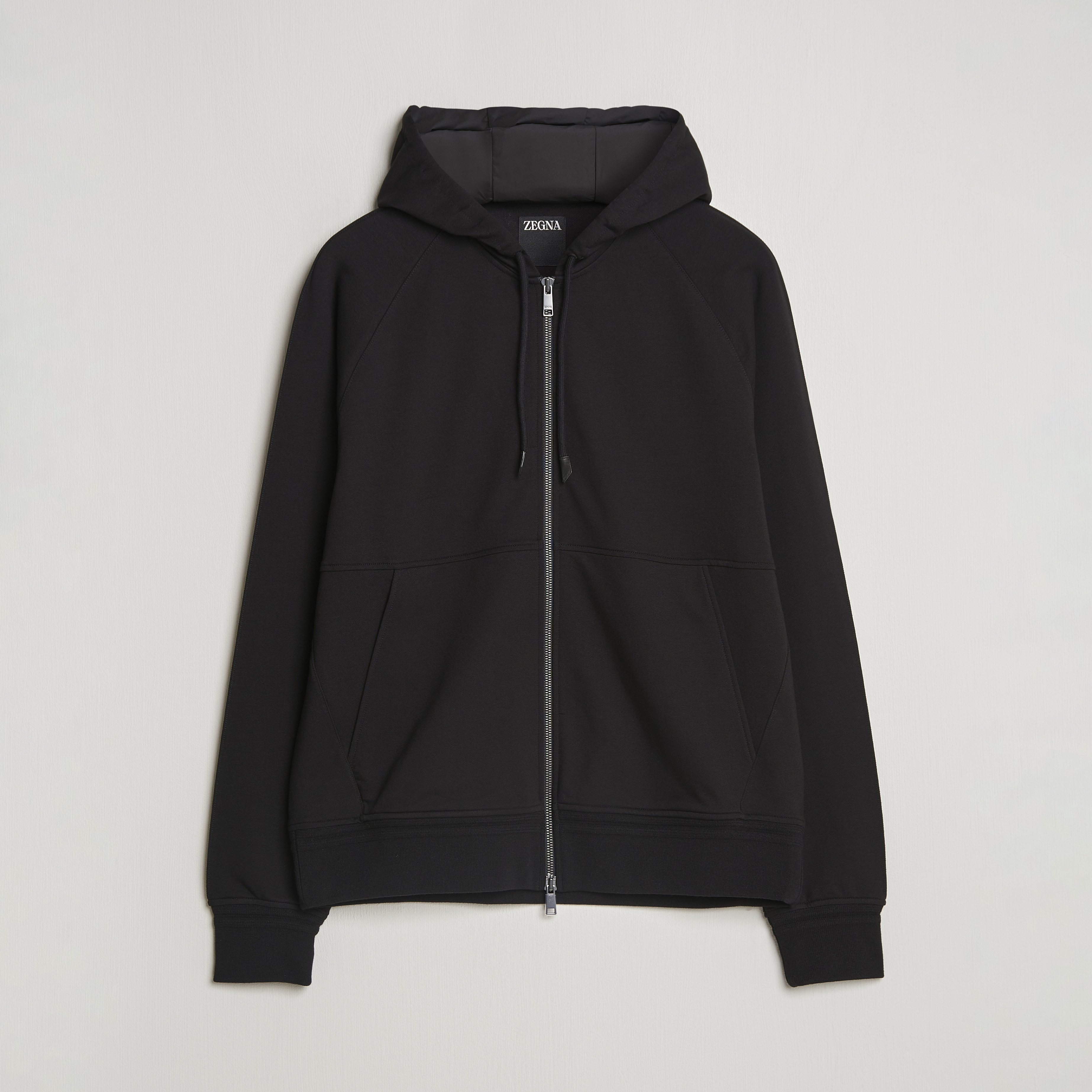 Zegna Cotton Stretch Zip Hoodie Black bei Care of Carl