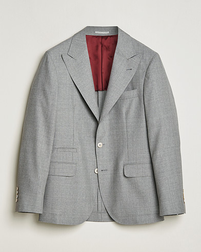 Pre-owned Brunello Cucinelli Peak Lapel Wool Blazer Light Grey – Grau
