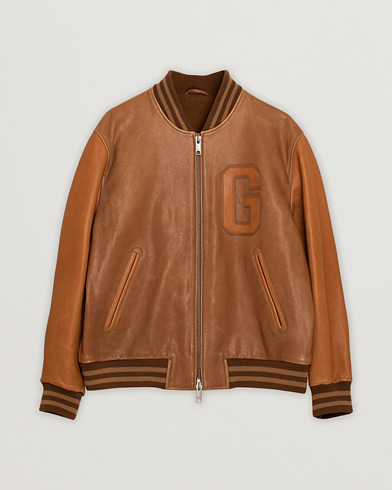 GANT Leather Varsity Jacket Brown Sugar