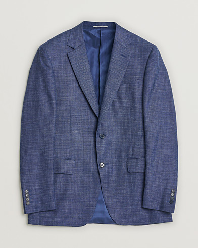 Pre-owned Canali Wool, Silk & Linen Blazer Navy Melange 48 – Blau