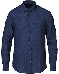 BOSS Joy Linen Cut Away Shirt Navy