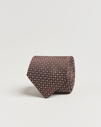  Silk Printed Flower 8cm Tie Brown