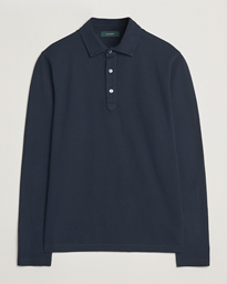  Soft Cotton Piquet Long Sleeve Polo Navy