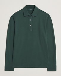  Soft Cotton Piquet Long Sleeve Polo Dark Green