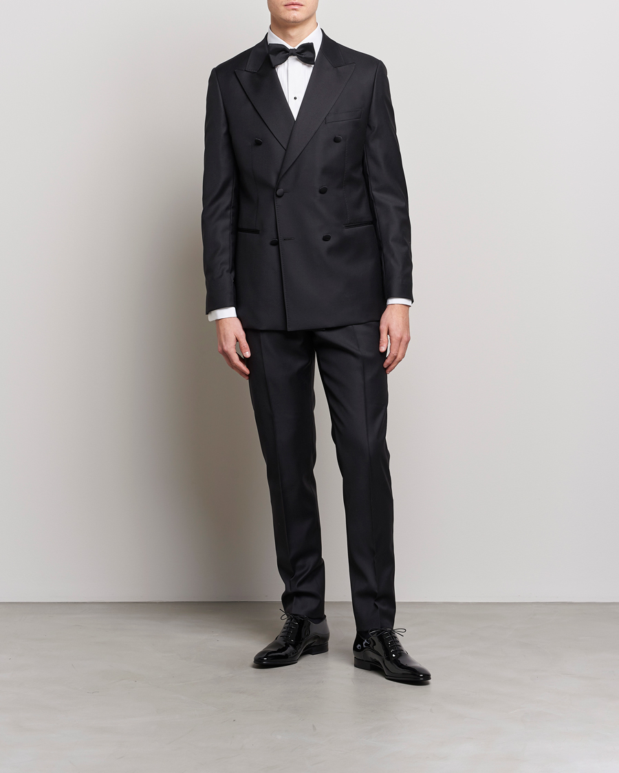 Herren | Black Tie | Eton | Slim Fit Tuxedo Shirt Black Ribbon White