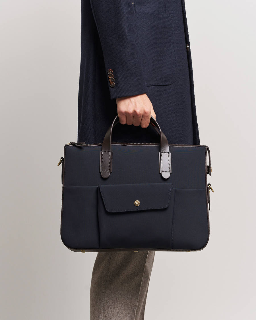 Herren |  | Mismo | M/S Canvas Briefcase Navy/Dark Brown