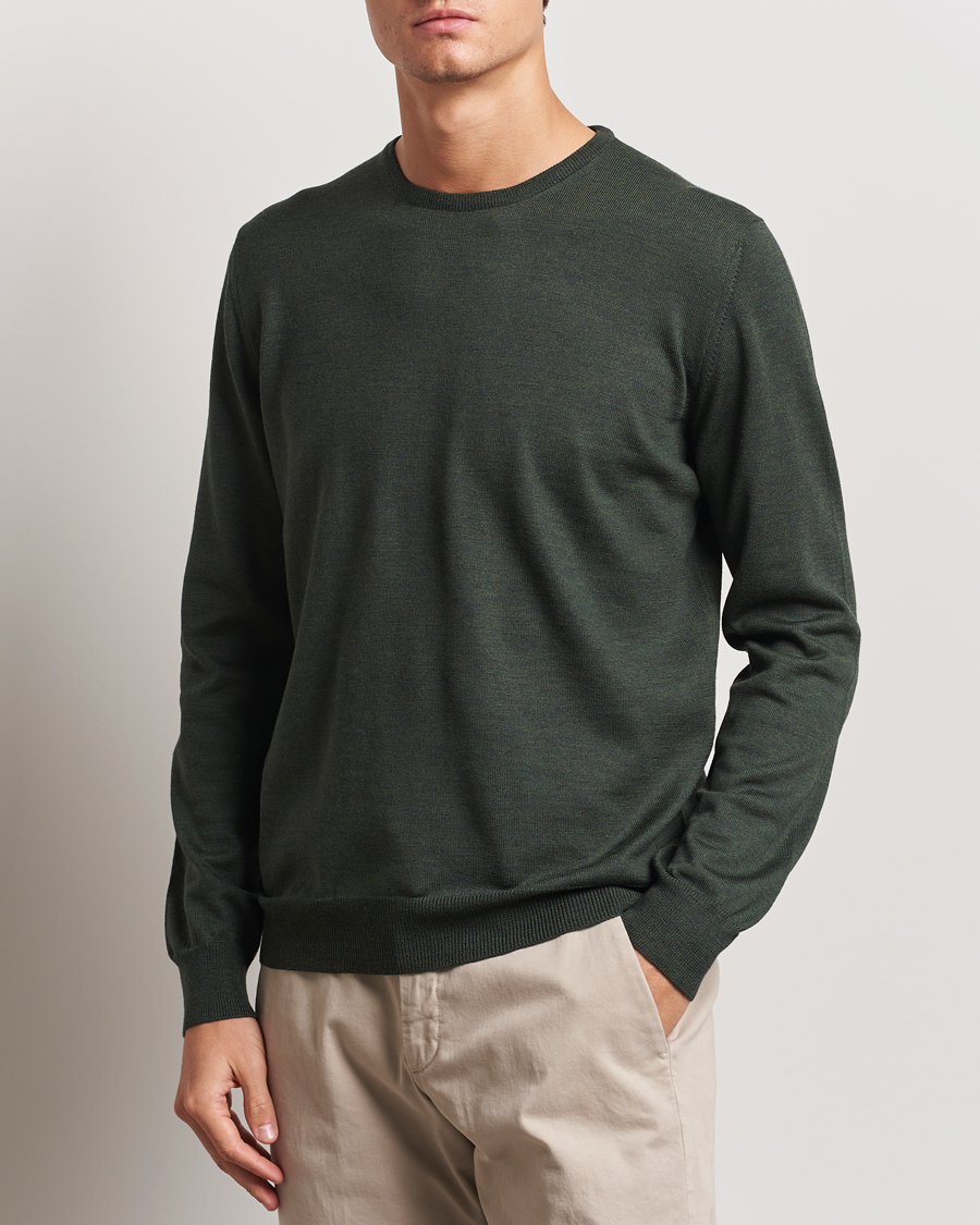 Herren |  | Gran Sasso | Merino Fashion Fit Crew Neck Pullover Olive Green