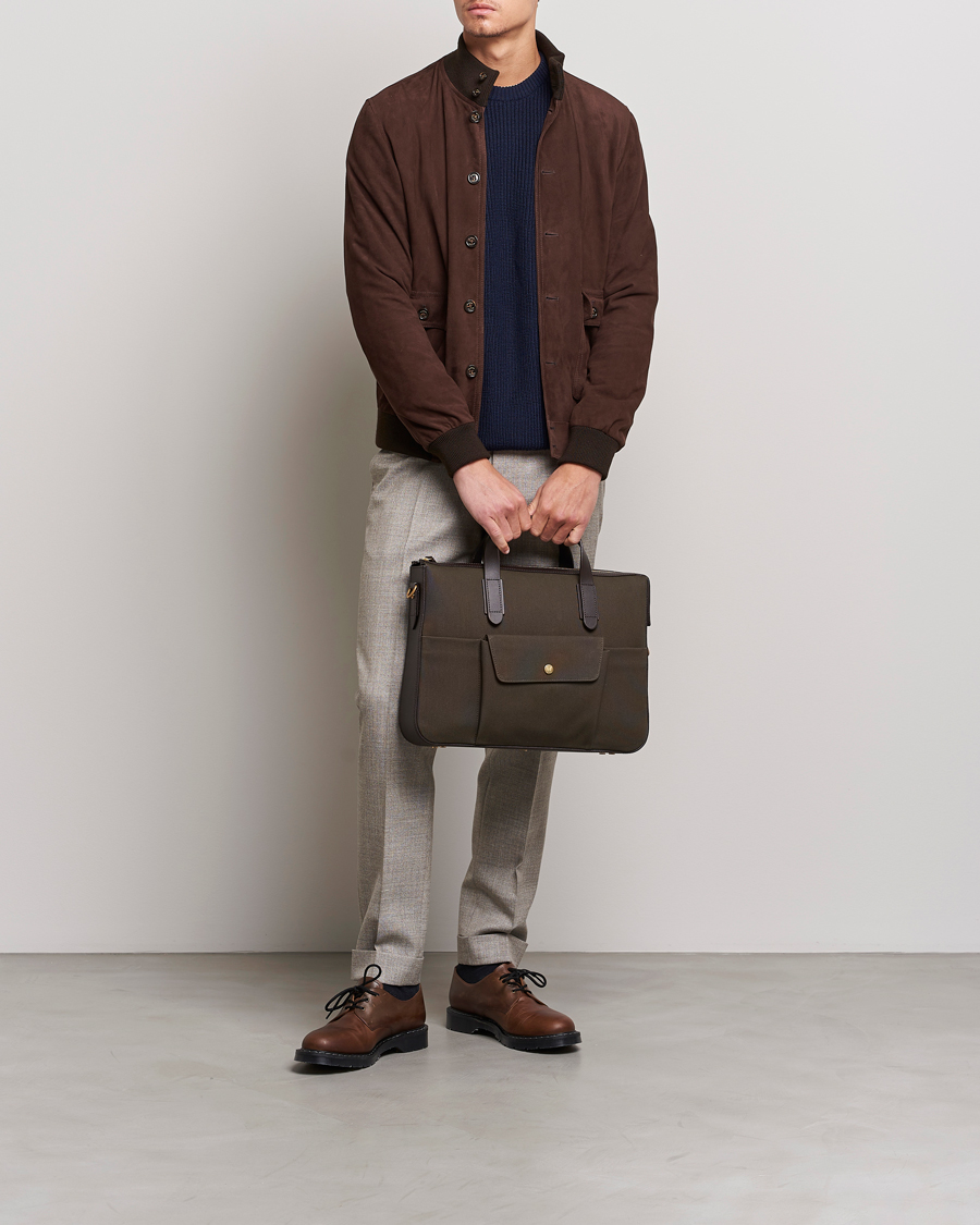 Mismo M S Canvas Briefcase Army Dark Brown bei Care of Carl