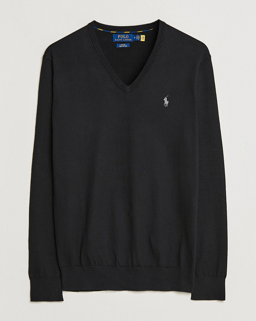 Polo Ralph Lauren Pima Cotton V neck Pullover Polo Black