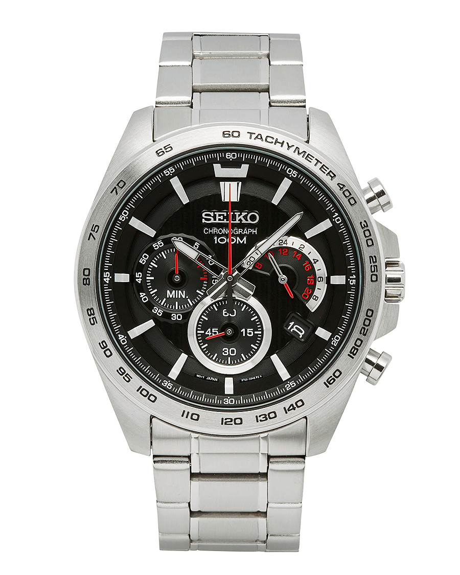 Seiko Chronograph XL 44mm Steel Black Dial