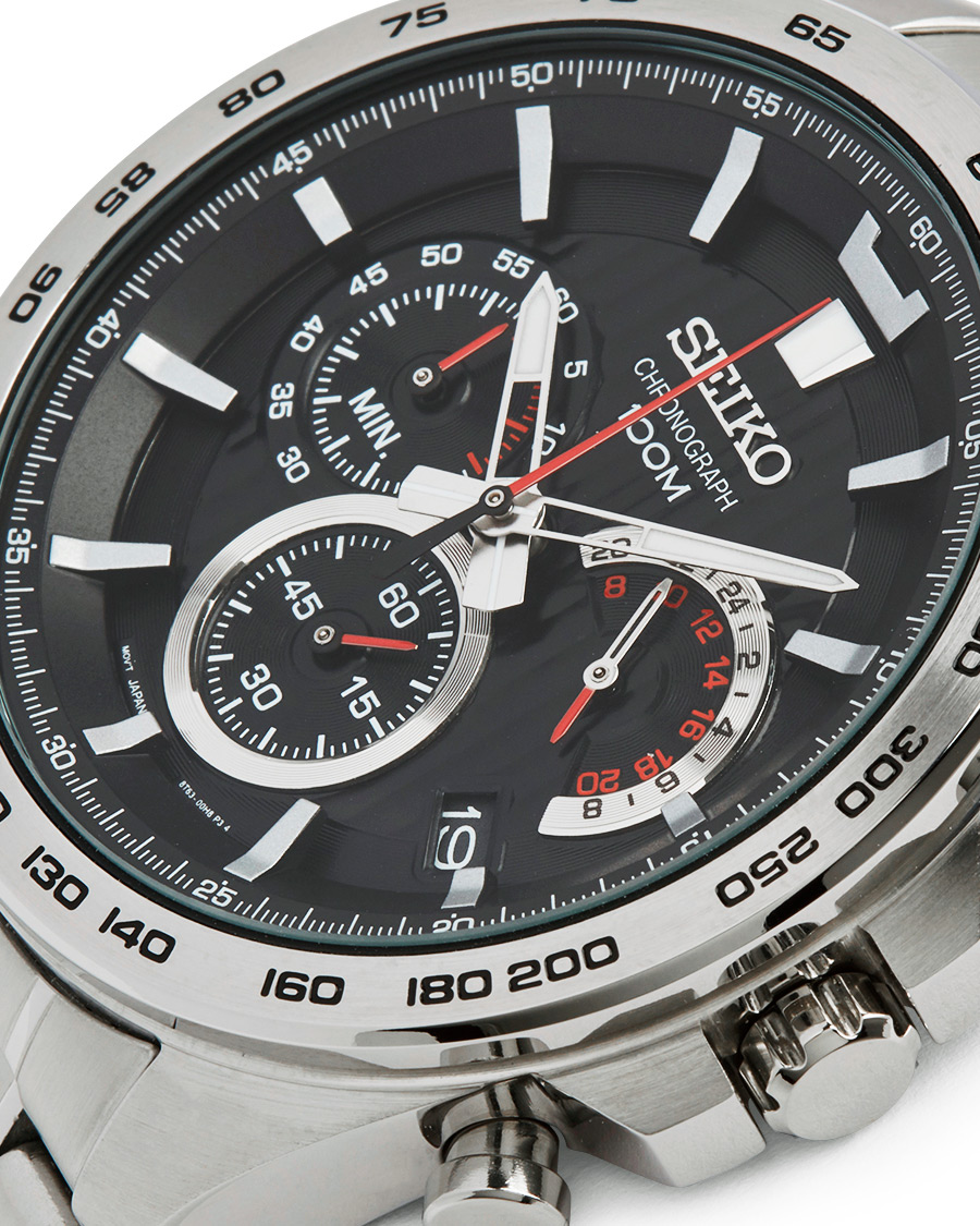 Seiko Chronograph XL 44mm Steel Black Dial