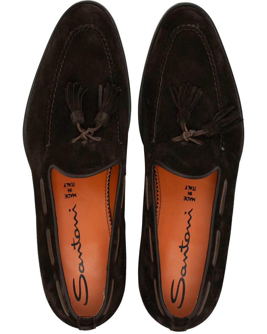 Santoni Wilson Tassel Loafer Dark Brown Suede bei Care of Carl