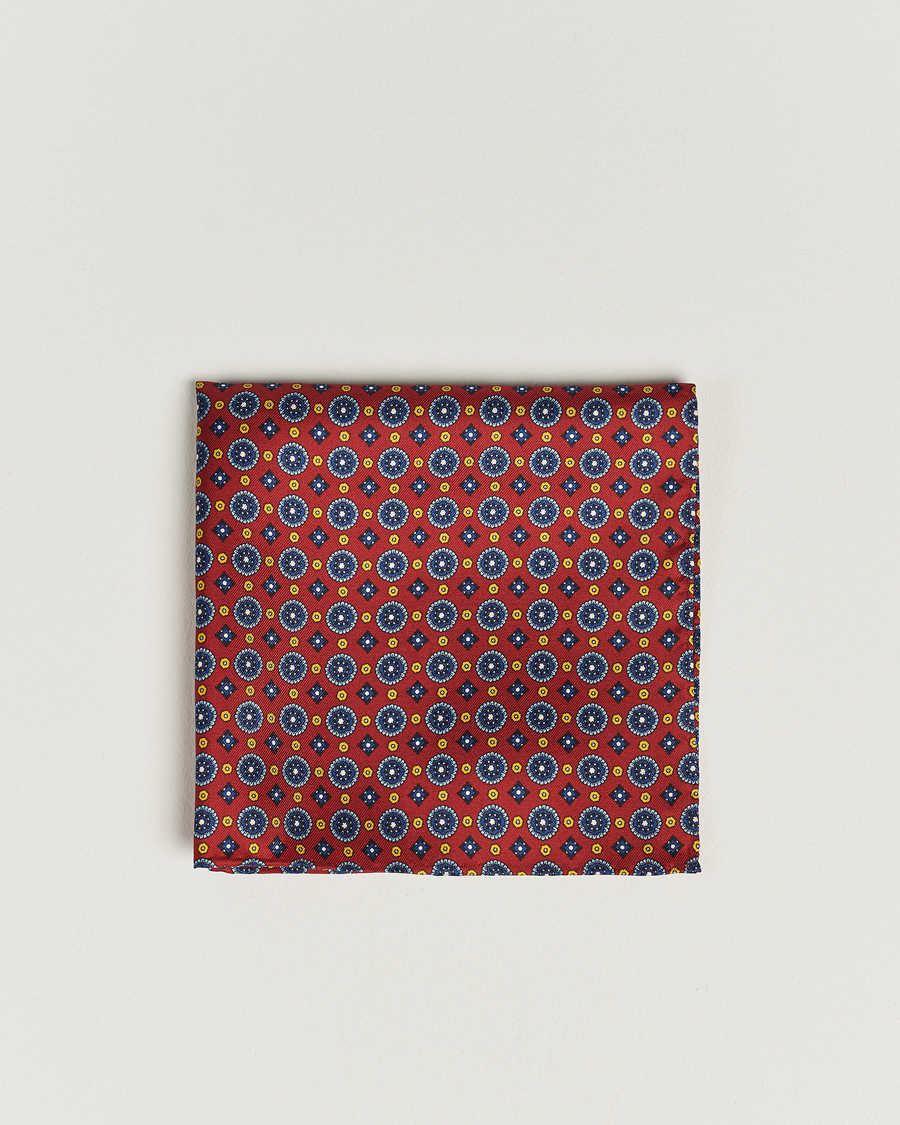 Herren | Amanda Christensen | Amanda Christensen | Medallion Silk Pocket Square Wine Red