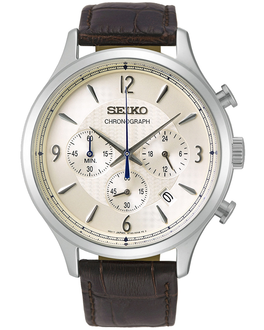 Seiko Chronograph 44mm Calf Leather Steel Case