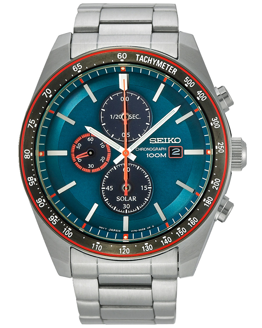 Seiko Solar Chronograph 43mm Steel Light Blue Dial bei Care of Carl