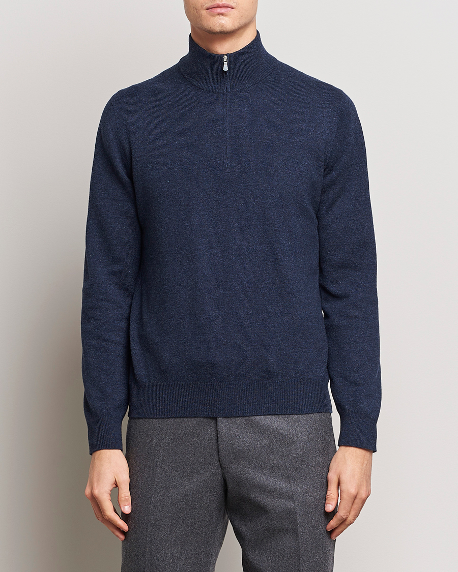 Herren |  | Gran Sasso | Wool/Cashmere Half Zip Navy Melange