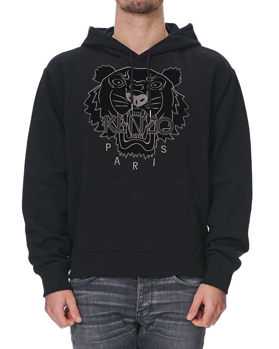 KENZO Velvet Tiger Head Hoodie Black