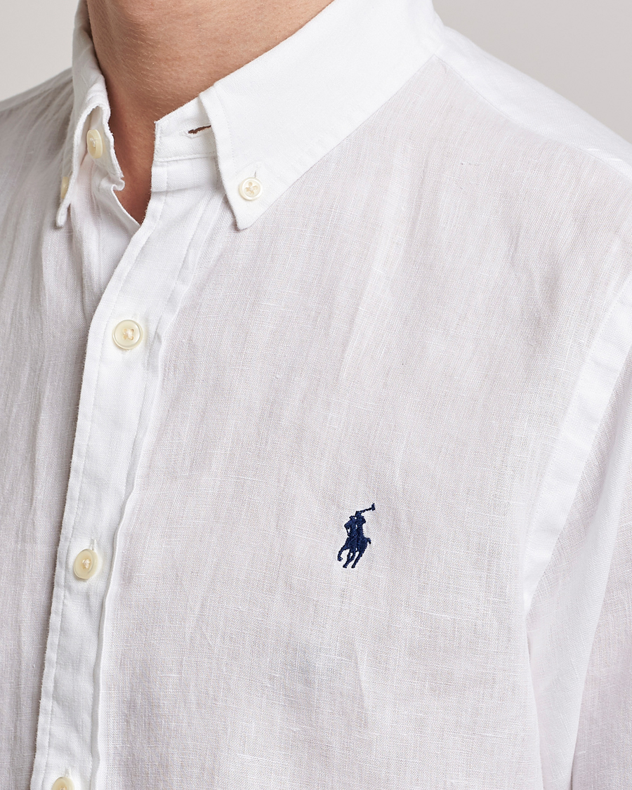 Polo Ralph Lauren Slim Fit Linen Button Down Shirt White bei Care